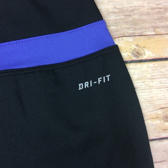 Nike Dri-Fit Womens Size XS Black Blue Capri Pants - Picture 5 of 6